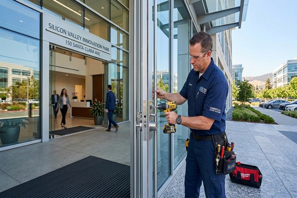 Commercial locksmith installing access control at San Jose office building
